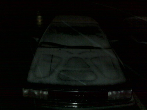 snow on car